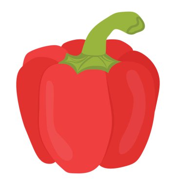 Kırmızı sebze yeşil kalın pedicel, kırmızı biber simgesini grafik ile çan şeklinde