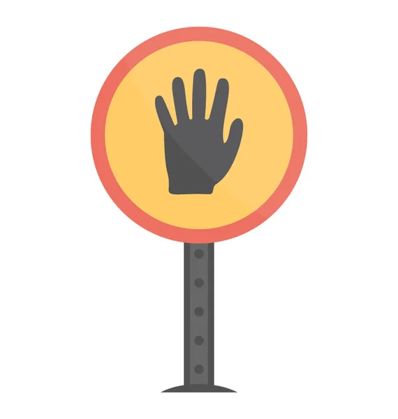 一時停止の標識アイコンを表示する手を持って円形スタンド — ストックベクタ