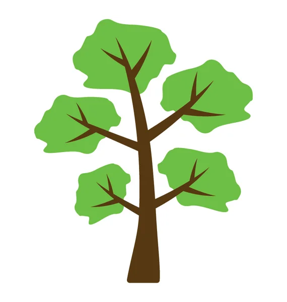 Árbol Con Tallo Marrón Hojas Verdes Estructuradas Colonias Este Olmo — Vector de stock