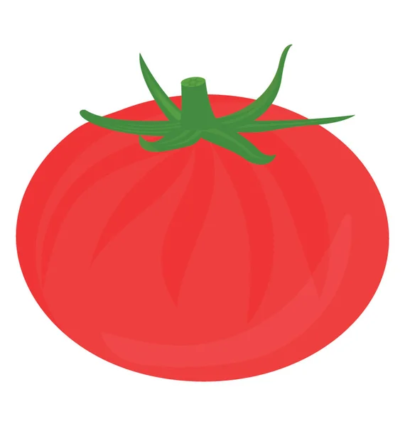 Cercle Rouge Rond Avec Couronne Verte Icône Tomate — Image vectorielle