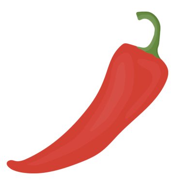 Kırmızı uzun şekil ayak üzerinden ince ve kalın tepeden bir şemsiye kolu pedicel gibi simgesini kırmızı biber ile 