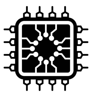 Mikroişlemci bir glif vektör simge görüntüsünü
