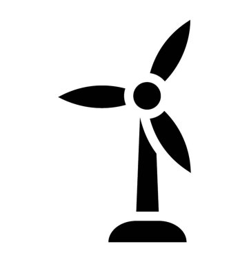 Yel değirmeni simgesi ile temiz enerji üretmek için çimen rüzgar türbini