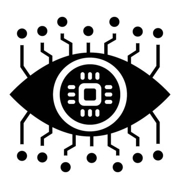 Akıllı kontakt lens görüntü veya eyetap büyütme simge vektör 