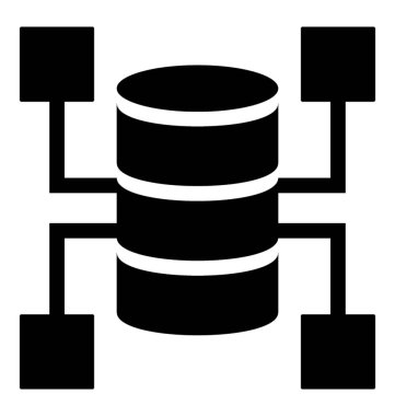 bir veritabanı yönetim sistemi, sql server simge vektör 