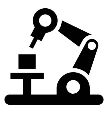 Üretim işleminin, vektör simge endüstriyel robot Robotik El