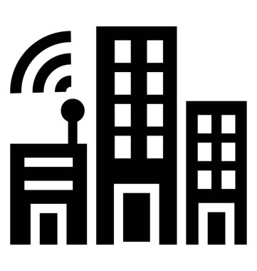 Çift ile akıllı şehir kavramı simge sunan wifi sinyalleri binaların 