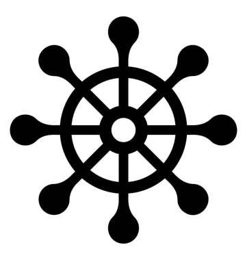 Gemi dümen simgesini ifade eden bazı düğümler ile tekerlek