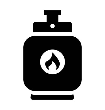 Gaz tank ile ateş bayraklarında silindir yazıcısı simgesini