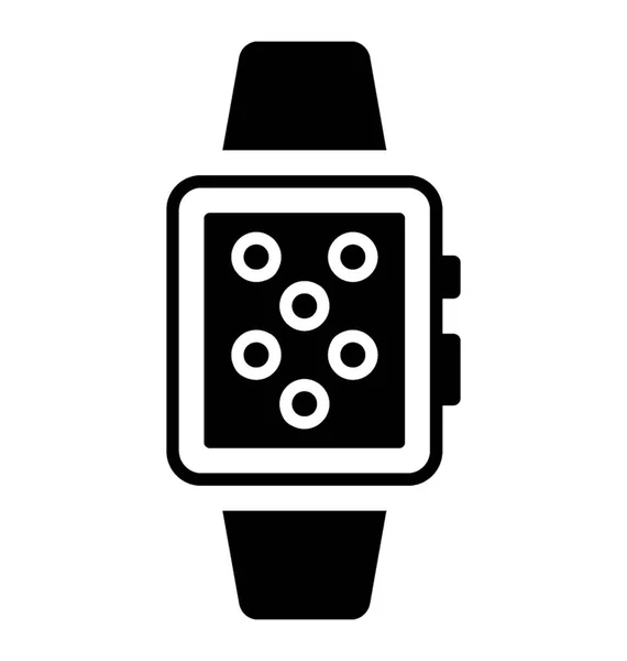 Tragbare Armbanduhr Mit Touchscreen Mini Computer Inneren Smartwatch Symbolgrafik — Stockvektor