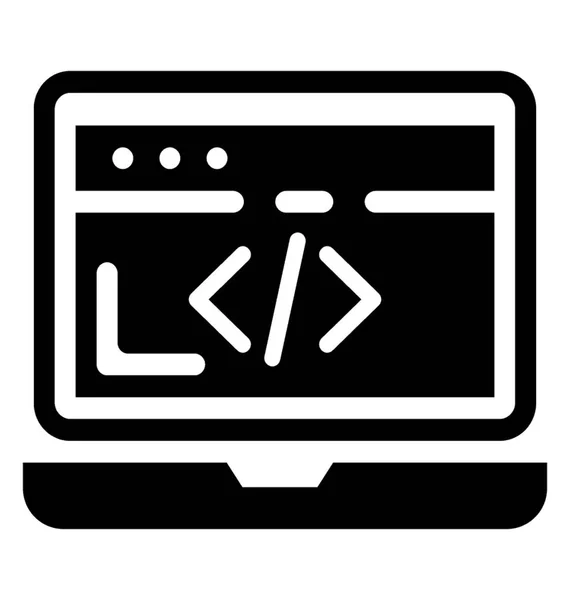 笔记本电脑屏幕上的 Html 源代码呈现 Web 开发概念 — 图库矢量图片