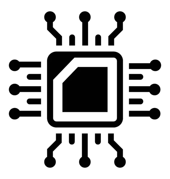 マイクロプロセッサのグリフ ベクトル アイコン画像 — ストックベクタ