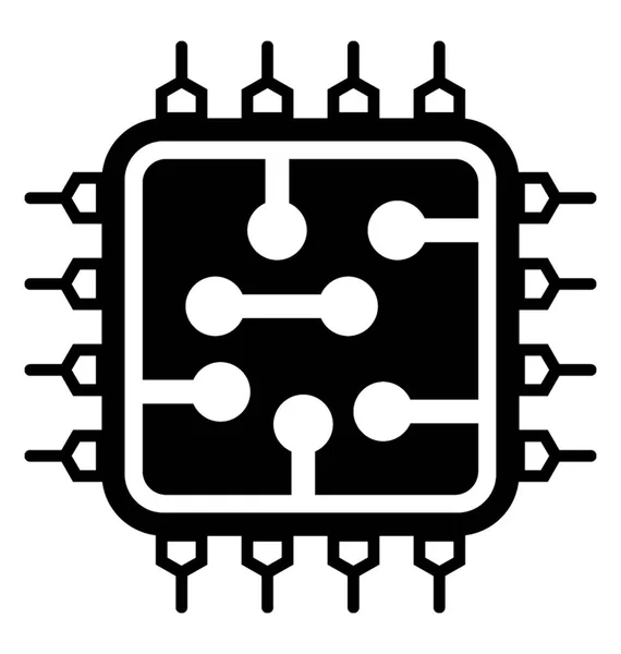 Circuitos Integrados Ícone Vetor Glifo Microprocessador —  Vetores de Stock