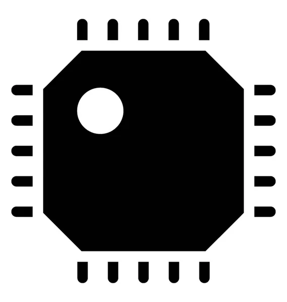 Circuiti Integrati Dell Icona Del Glifettore Microprocessore — Vettoriale Stock