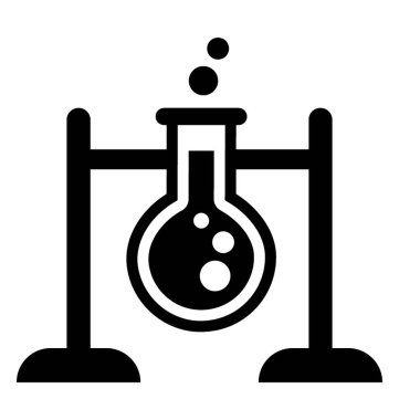 Kelepçe stand, simge vektör Laboratuvar deney için kimyasal laboratuvar şişesi 