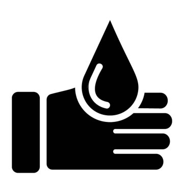 Kan damlası ile el, el yaralanma simgesi kavramı 