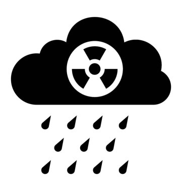 Nükleer radyoaktif işareti olan bulut ve nükleer serpinti simgeyi gösterme yağmur 