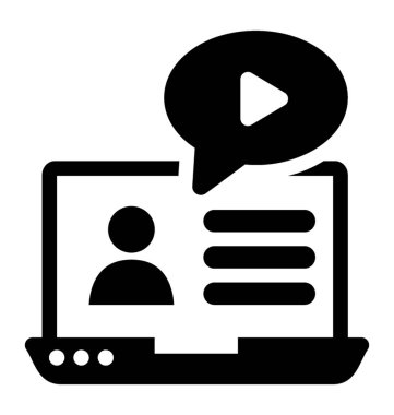 Bir dizüstü bilgisayar sahip kişi ve video bunu videosu gösteren işareti oynamak