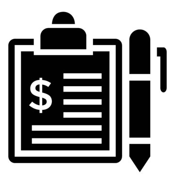 Levha ve dolar işareti üzerinde kalem ile birlikte, iş raporu olan bir pano 