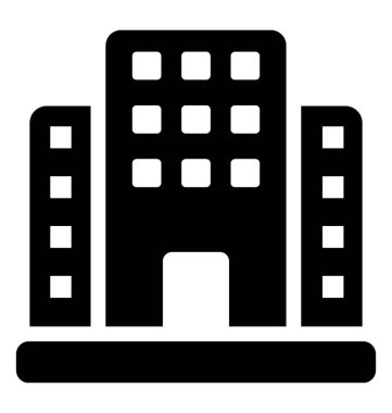 Datacenter simge görüntüsü olarak sunan bir binanın mimarisi 