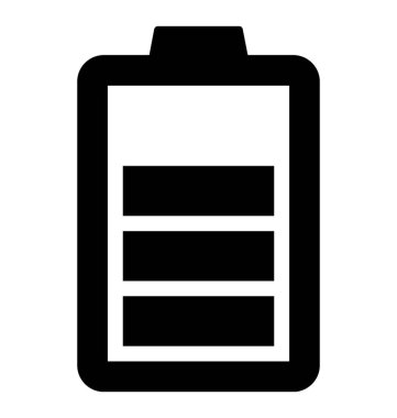 İçinde üç köşeli dikdörtgenler ile batarya hücre telefon pil simgesi için anısına