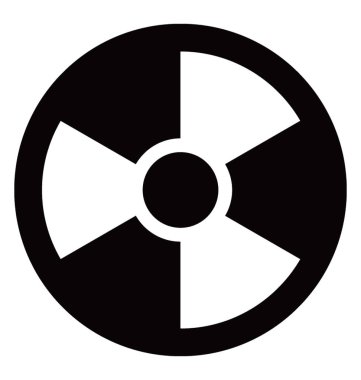 İyonizan radyasyon sembolü ifade eden bir daire yapmak için döner fan 