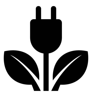 Yaprakları, yeşil elektrik kavramı ile elektrik fişi 