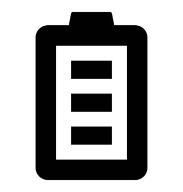 İçinde üç köşeli dikdörtgenler ile batarya hücre telefon pil simgesi için anısına