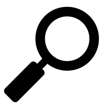 Büyüteç Camı'nı ifade eden saplı yuvarlak cam 