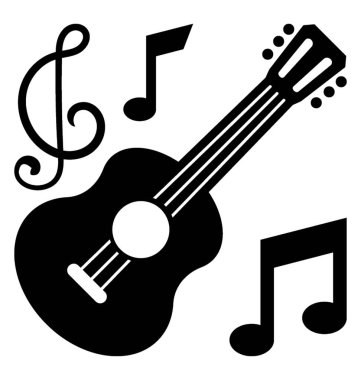 Gitar simgesini temsil eden altı dizeleri müzik aleti 