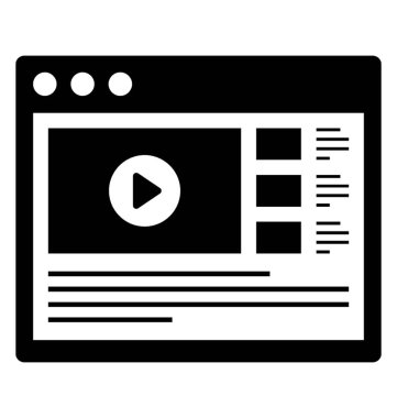 Web video simgesi ifade eden videoları gösterilen Web sitesi düzeni