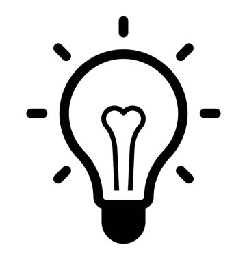 Kubbe şeklinde cam yayan ışık ampul simgesini ifade eden 