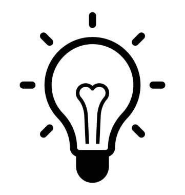 Kubbe şeklinde cam yayan ışık ampul simgesini ifade eden 