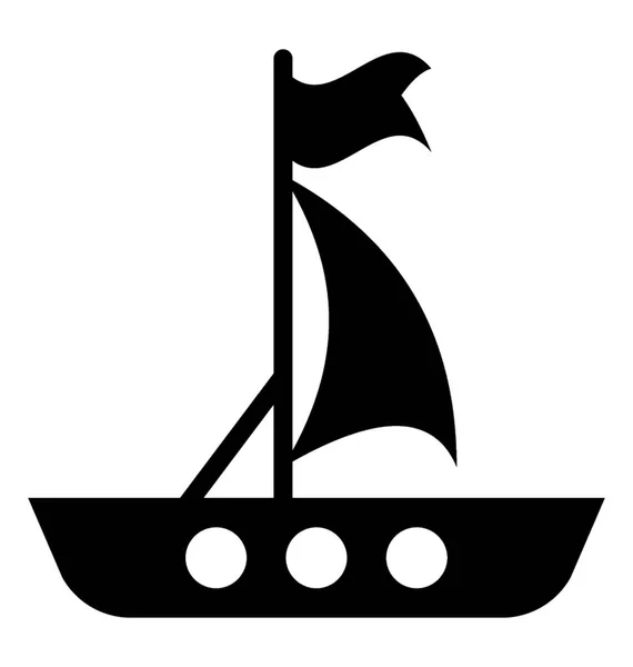 Boot Met Zeilen Stof Het Ter Aanduiding Van Zeilen Pictogram — Stockvector