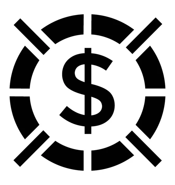 Dollar Avec Les Flèches Directionnelles Vers Intérieur Sur Signe Dollar — Image vectorielle