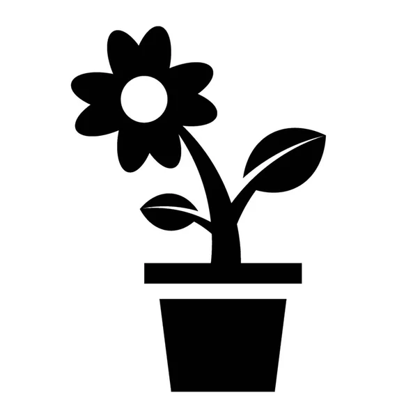 Virágos Növény Ikon Bemutatják Pot Pant — Stock Vector