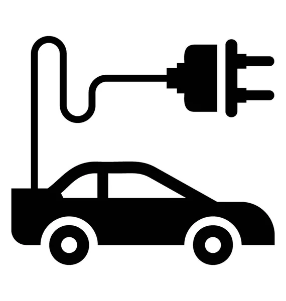 Bir Eklenti Için Notioning Elektrikli Otomobil Simgesi Bağlı Araç — Stok Vektör