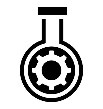 Teknoloji geliştirme simgesini ifade eden iç dişli ile şişesi 
