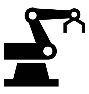 Üretim işleminin, glif simgesi endüstriyel robot Robotik El