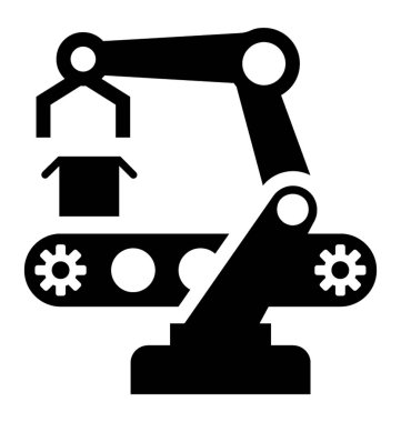 Üretim işleminin, vektör simge endüstriyel robot Robotik El