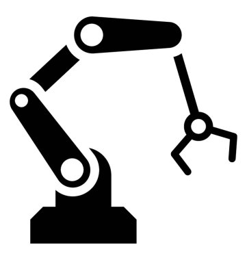 Üretim işleminin, glif simgesi endüstriyel robot Robotik El
