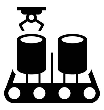 Üretim işleminin, vektör simge endüstriyel robot Robotik El