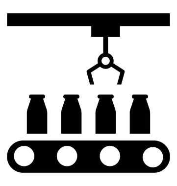 Üretim işleminin, glif simgesi endüstriyel robot Robotik El