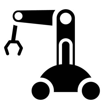 Üretim işleminin, glif simgesi endüstriyel robot Robotik El