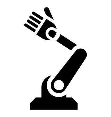 Üretim işleminin, glif simgesi endüstriyel robot Robotik El