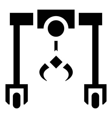 Üretim işleminin, glif simgesi endüstriyel robot Robotik El