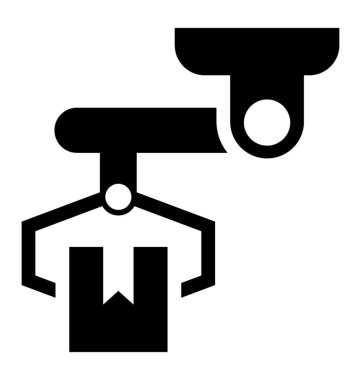 Üretim işleminin, glif simgesi yükleyici robot bir endüstriyel Robotik El