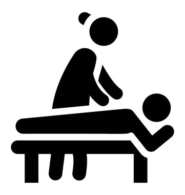 İnsan avatar önünde döşeme, Masaj simgesini ifade eden kişi doğru işaret 