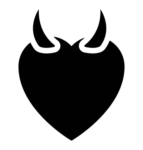 Forma Corazón Con Cuernos Diablo Icono Corazón — Vector de stock