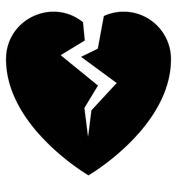 壊れたハートのアイコンを象徴するひびの入ったラインと引き裂かれる心 — ストックベクタ